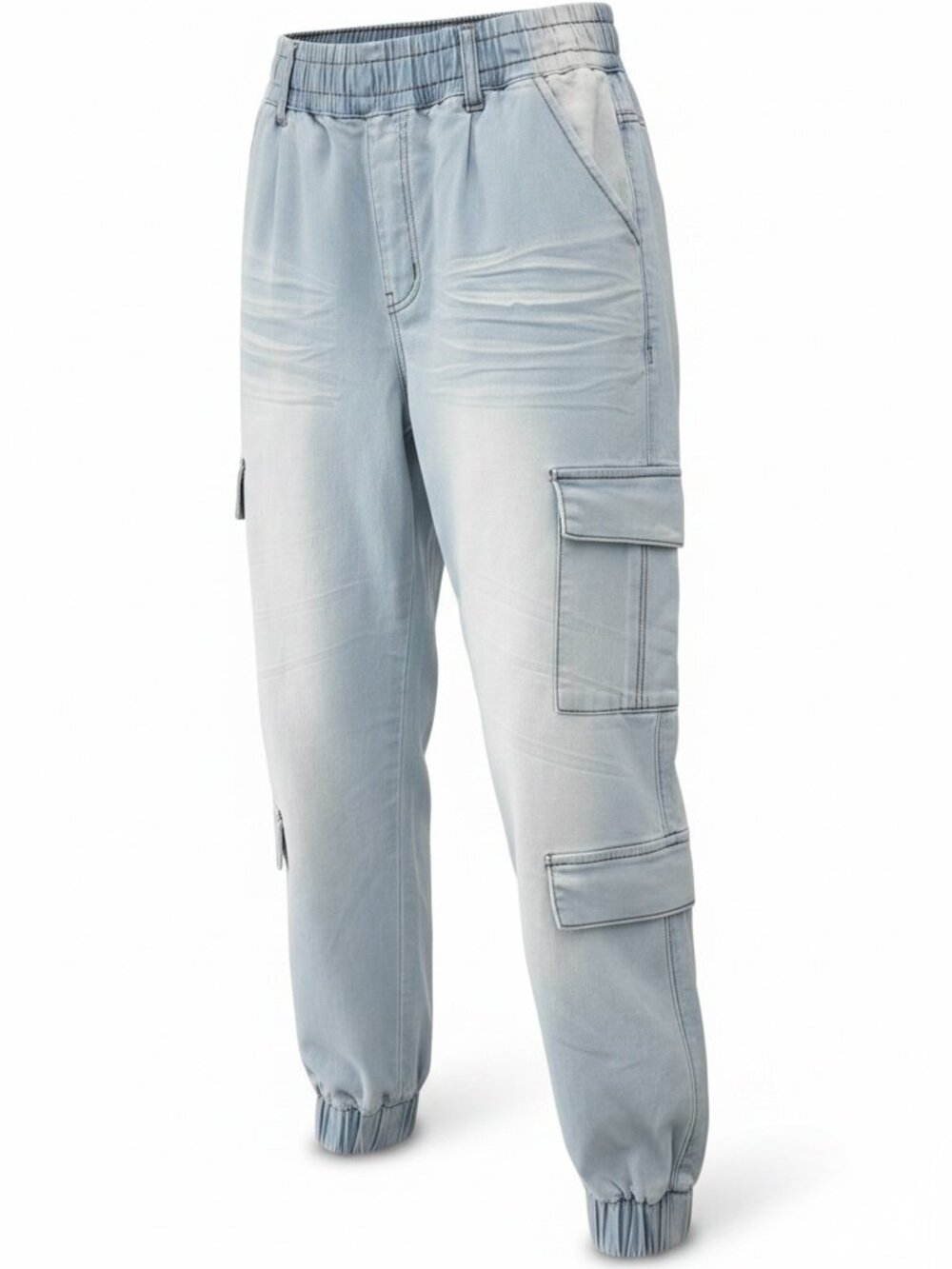 V.I.P. Denim Jogger Cargo Pants – Light Wash – Size 9/29